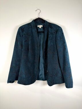 Coldwater Creek Teal Jacquard Blazer